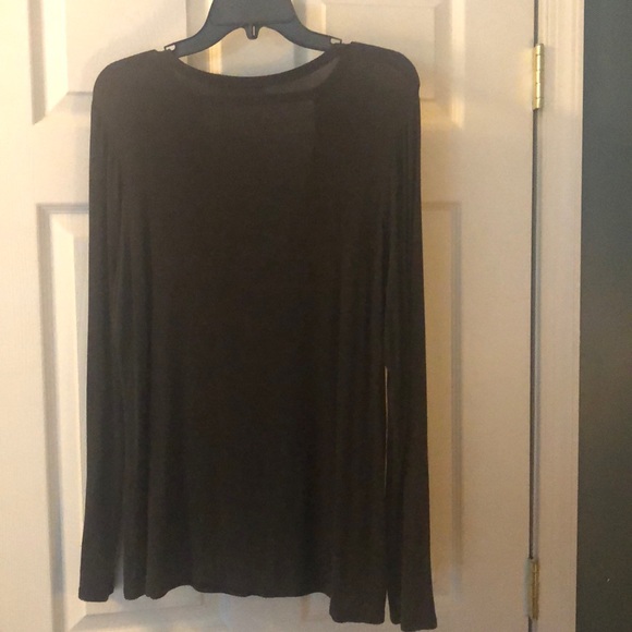 Open Neck Chocolate Soft Long Sleeve Top - Picture 3 of 3